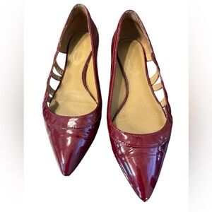 Burgundy Patent Leather Pointed Flats. Size 40